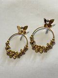 Gold Butterfly Hoop Earrings for Women, Floral Statement Earrings, Lightweight Gold Dangle Earrings, Elegant Gift for Her
