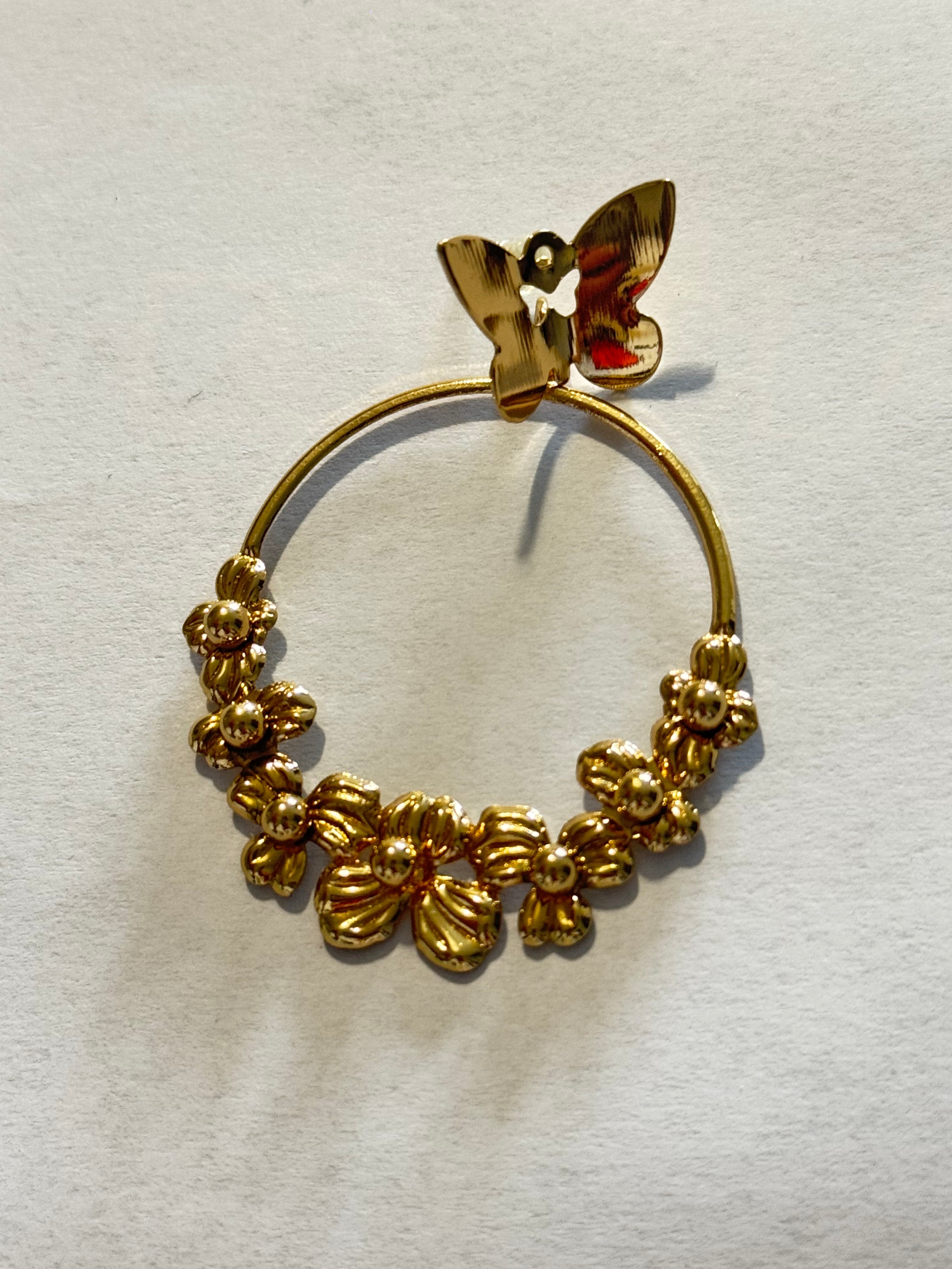 Gold Butterfly Hoop Earrings for Women, Floral Statement Earrings, Lightweight Gold Dangle Earrings, Elegant Gift for Her