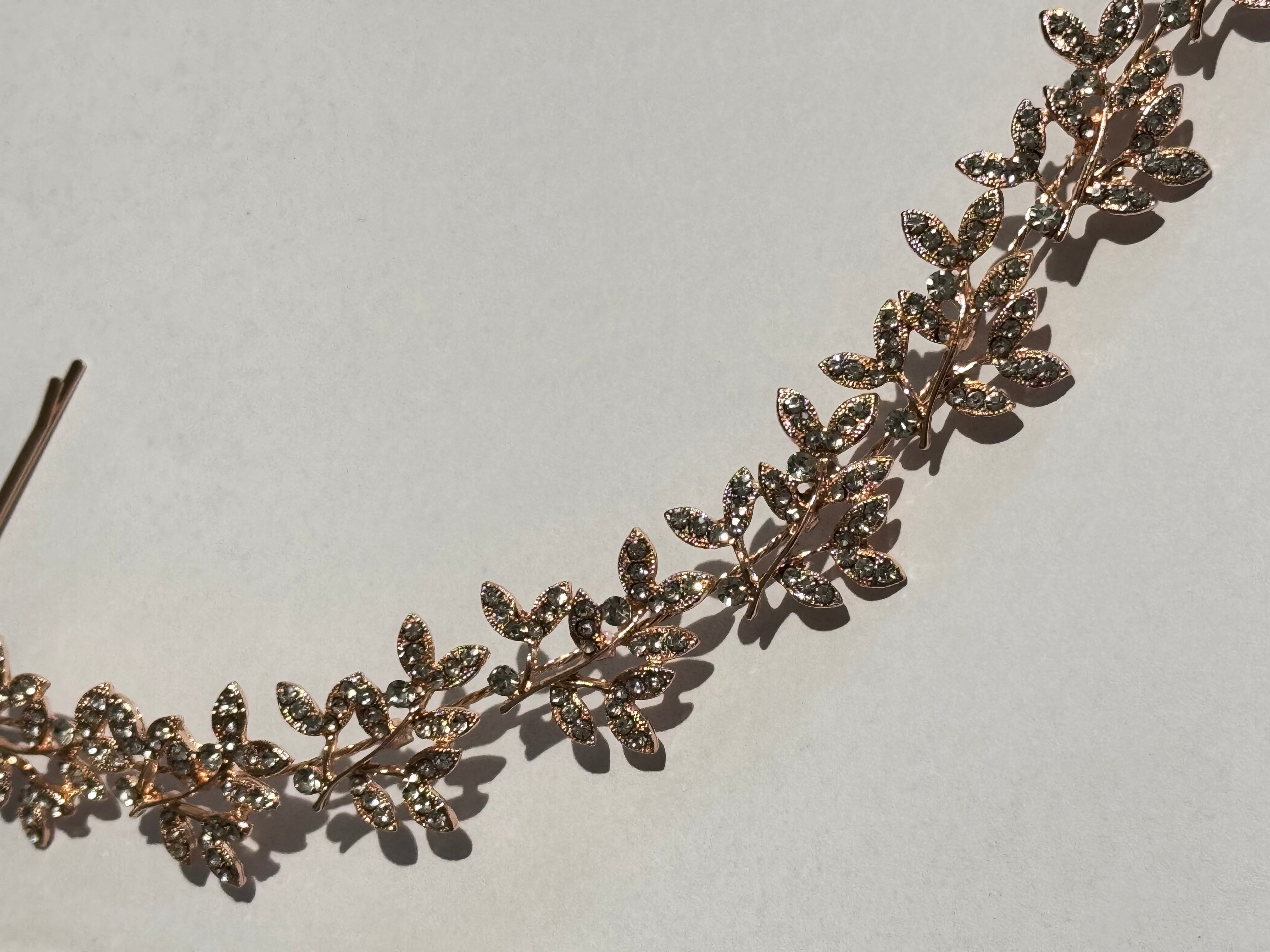 Gold Crystal Bridal Hair Vine Tiara – Leaf Wedding Headpiece – Rhinestone Hair Accessory – Elegant Bridal Crown for Women