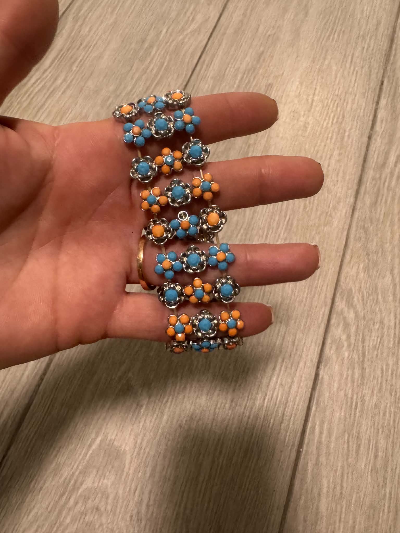 Turquoise Coral Statement Bracelet, Boho Tribal Jewelry, Vintage Style Cuff Bracelet, Colorful Festival Jewelry, Southwestern Gift for Her