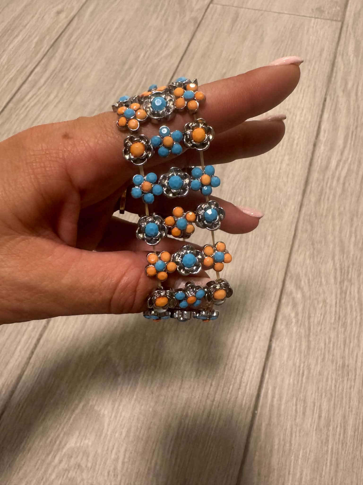 Turquoise Coral Statement Bracelet, Boho Tribal Jewelry, Vintage Style Cuff Bracelet, Colorful Festival Jewelry, Southwestern Gift for Her