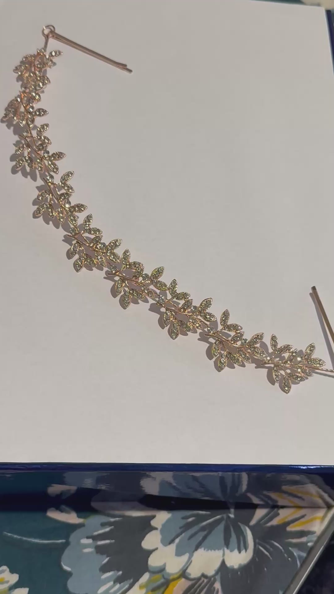 Gold Crystal Bridal Hair Vine Tiara – Leaf Wedding Headpiece – Rhinestone Hair Accessory – Elegant Bridal Crown for Women